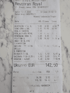 Aktuální ceny v restauracích v Chorvatsku k 10.7.
