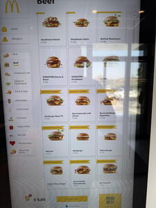 Aktuální nabídka v rakouském McDonalds