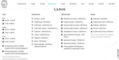 Ceník ve Wakesurf Rozkoš
