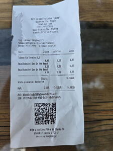 Ceníky navštívených restaurací a plážových barů.