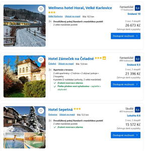 Ceny hotelů v Beskydech