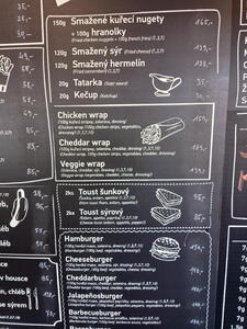 Jídelní lístek v jedné z restaurací