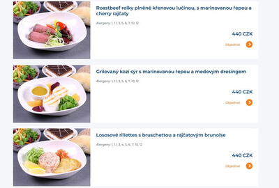 Nabídka pokrmů, které si můžete u Smartwings objednat s předstihem