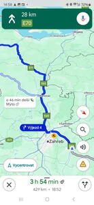 Průběžné info z navigace