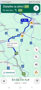 Průběžné info z navigace