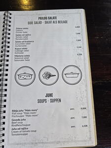 Restaurace Malo More – ceník