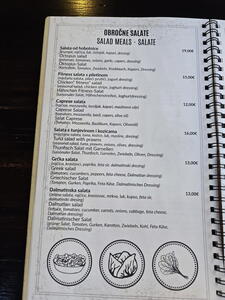 Restaurace Malo More – ceník