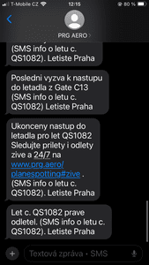 SMS o průběhu letu našeho redaktora