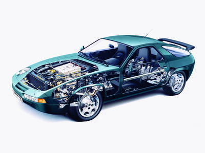 Výřezová kresba Porsche 928 GT