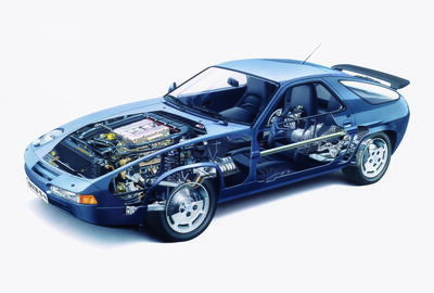 Výřezová kresba Porsche 928 S4