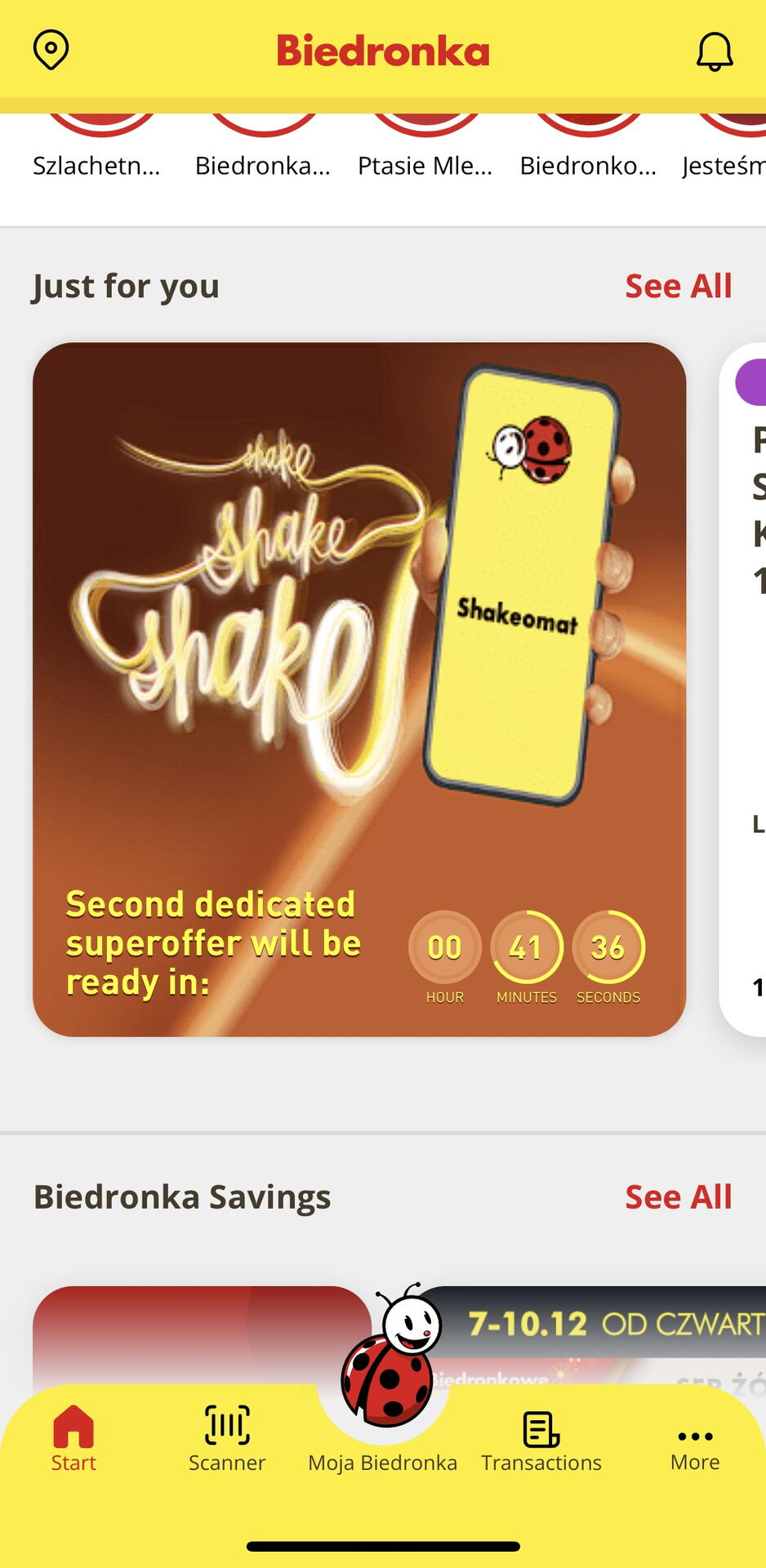 Funkce Shake your offer/Shakeomat, díky které získáte limitovanou slevu na náhodný produkt.