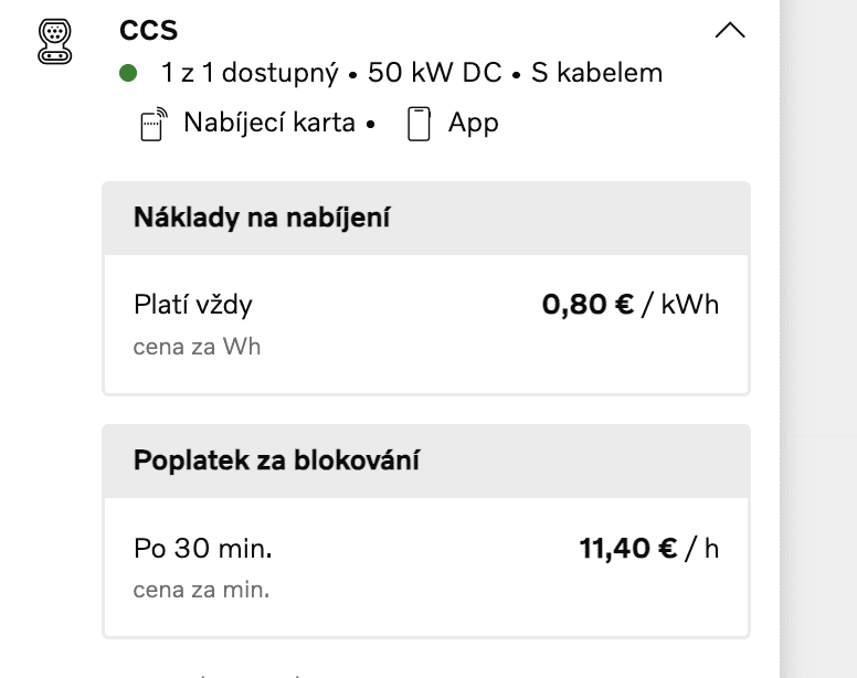 Nabíjení elektromobilu Volvo karta