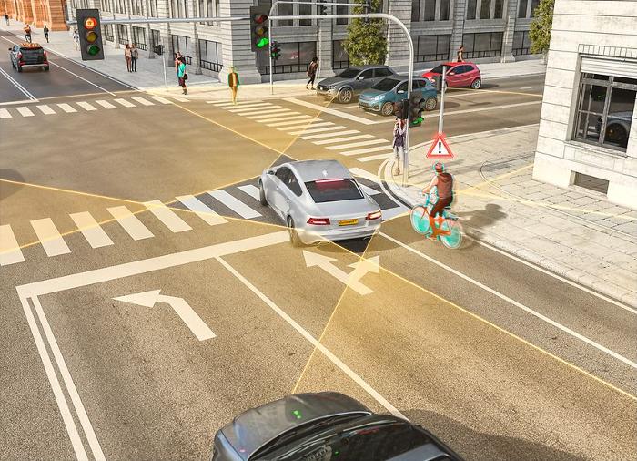 Nákres situace nového radaru od značky Continental, který má zachránit život cyklistům ve slepém úhlu Nákres situace nového radaru od značky Continental, který má zachránit život cyklistům ve slepém úhlu