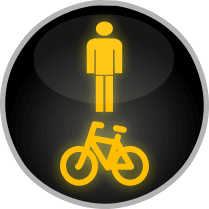 Signál žlutého chodce a kola