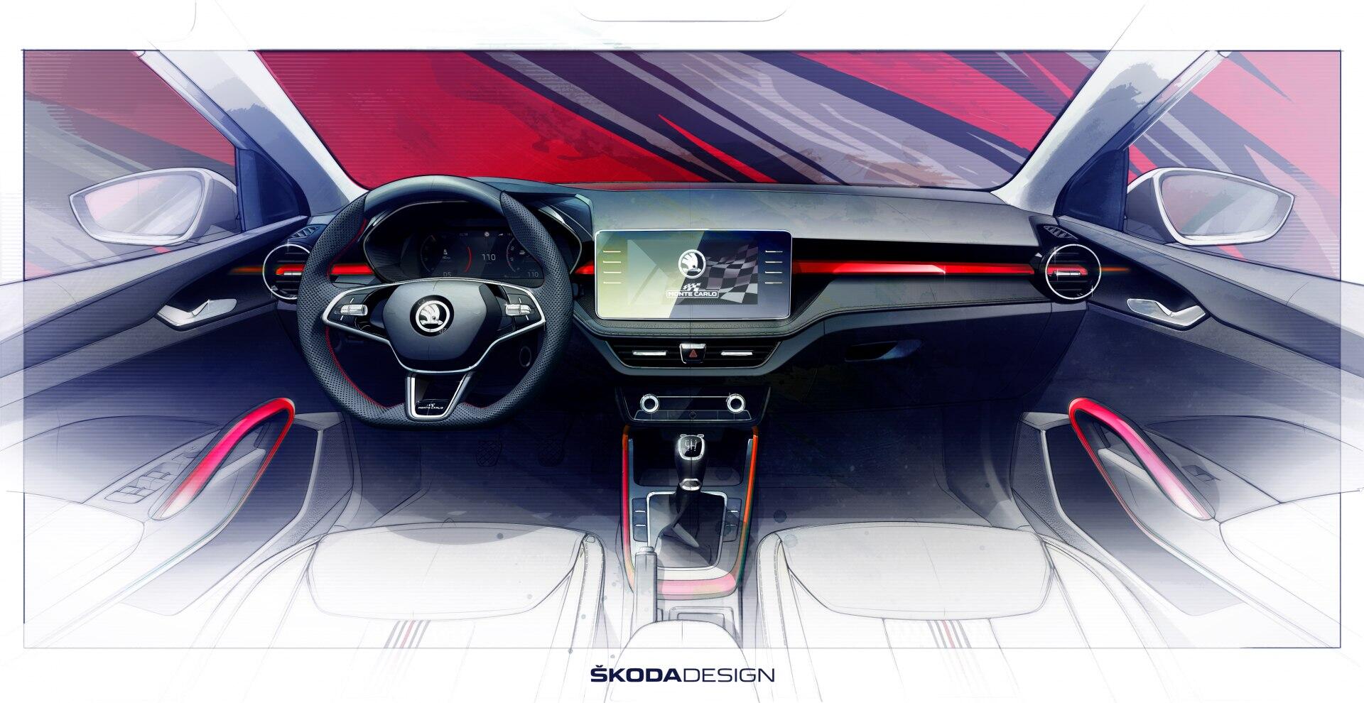 Skica interiéru Škoda Monte Carlo