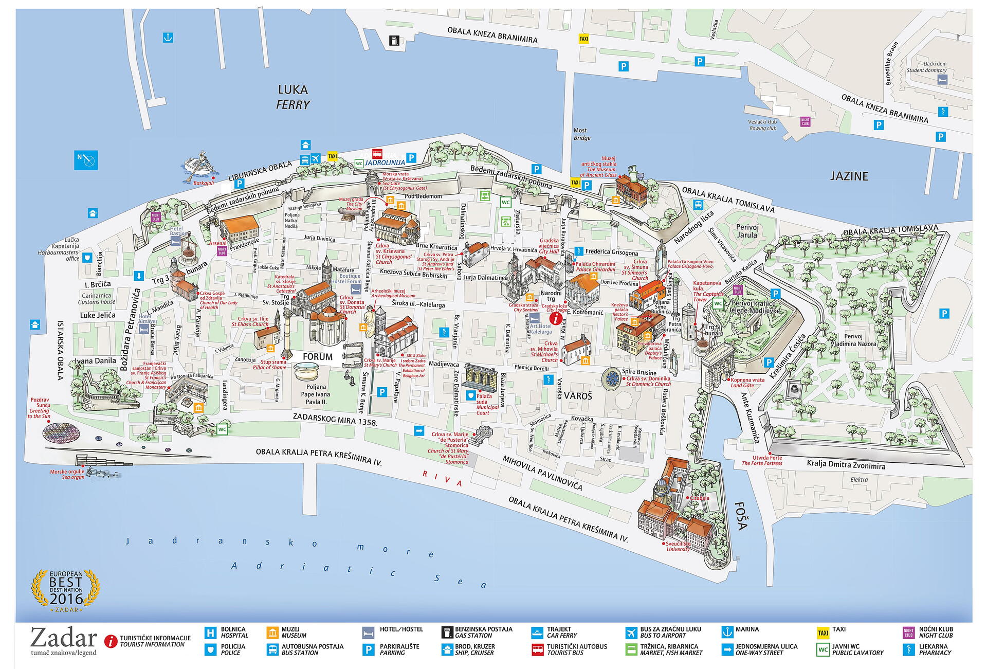 Staré centrum Zadaru – mapa