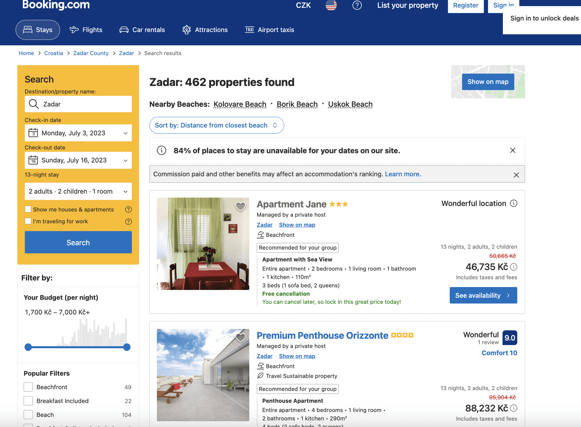Booking v Zadaru