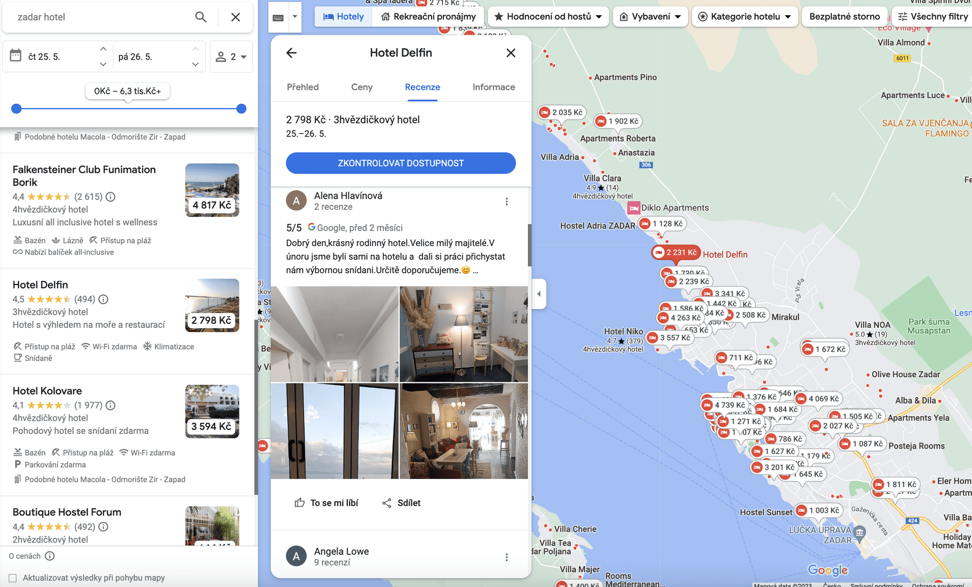 Ubytování na Google mapách