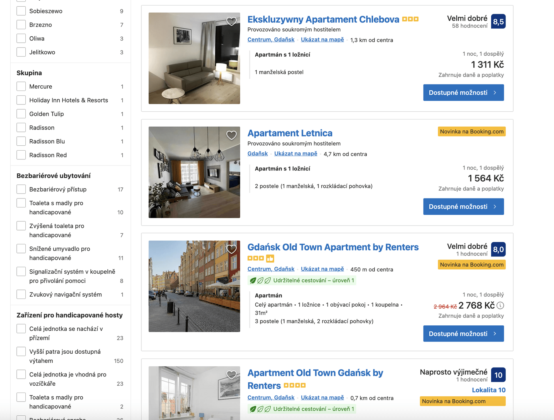 Booking ubytování v Polsku