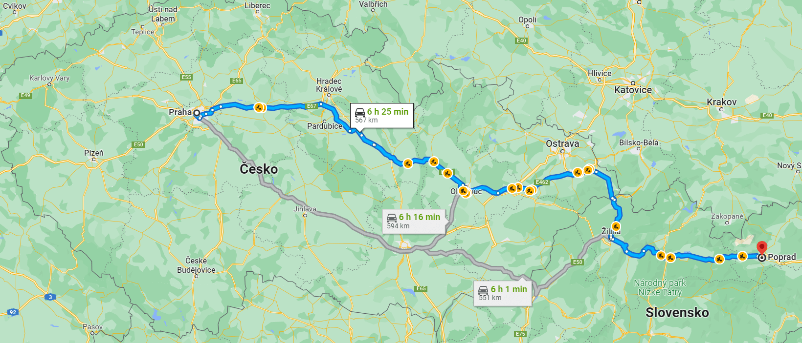 Vedení trasy přes Olomouc