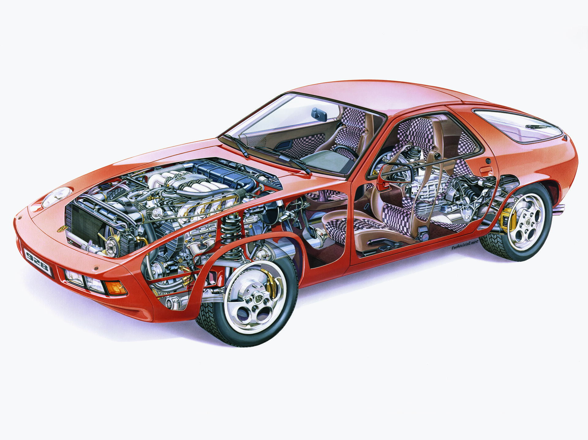 Výřezová kresba Porsche 928