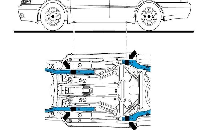 Škoda Octavia 2 zvedací body - kde umístit hever
