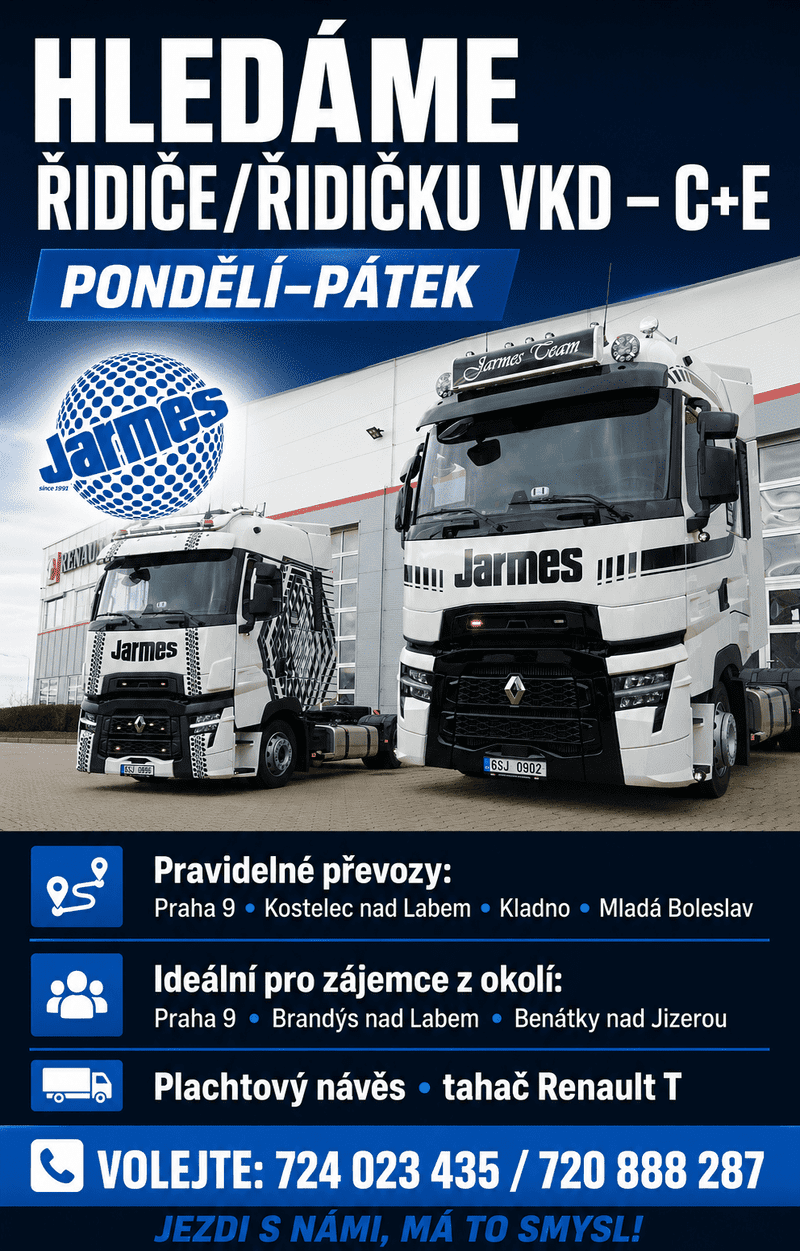 Řidič C+E vnitro - Prahy 9, Brandýsa nad Labem, Benátek nad Jizerou a přilehlých oblastí.