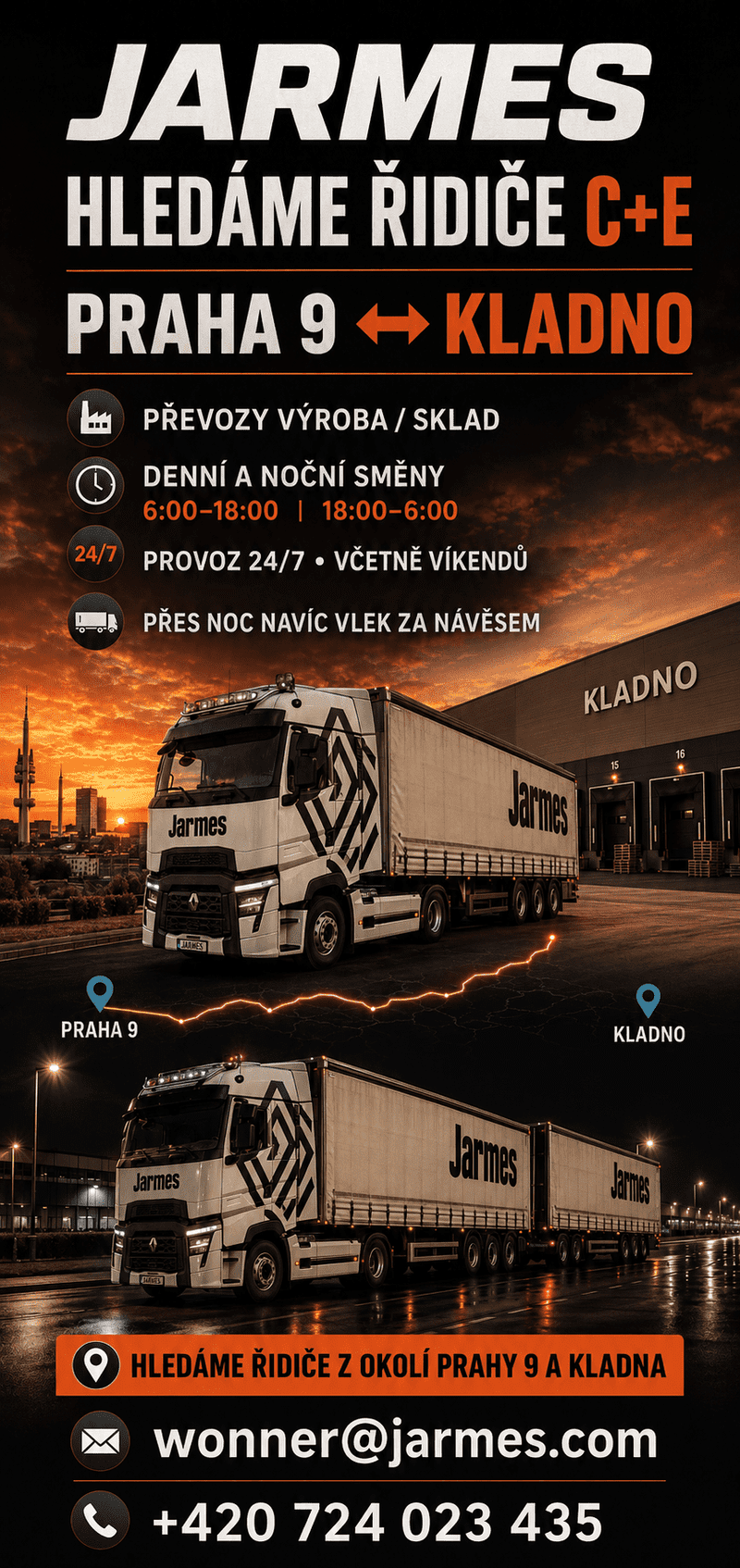 HLEDÁME ŘIDIČE SKUPINY C+E – PRAHA 9 nebo KLADNO