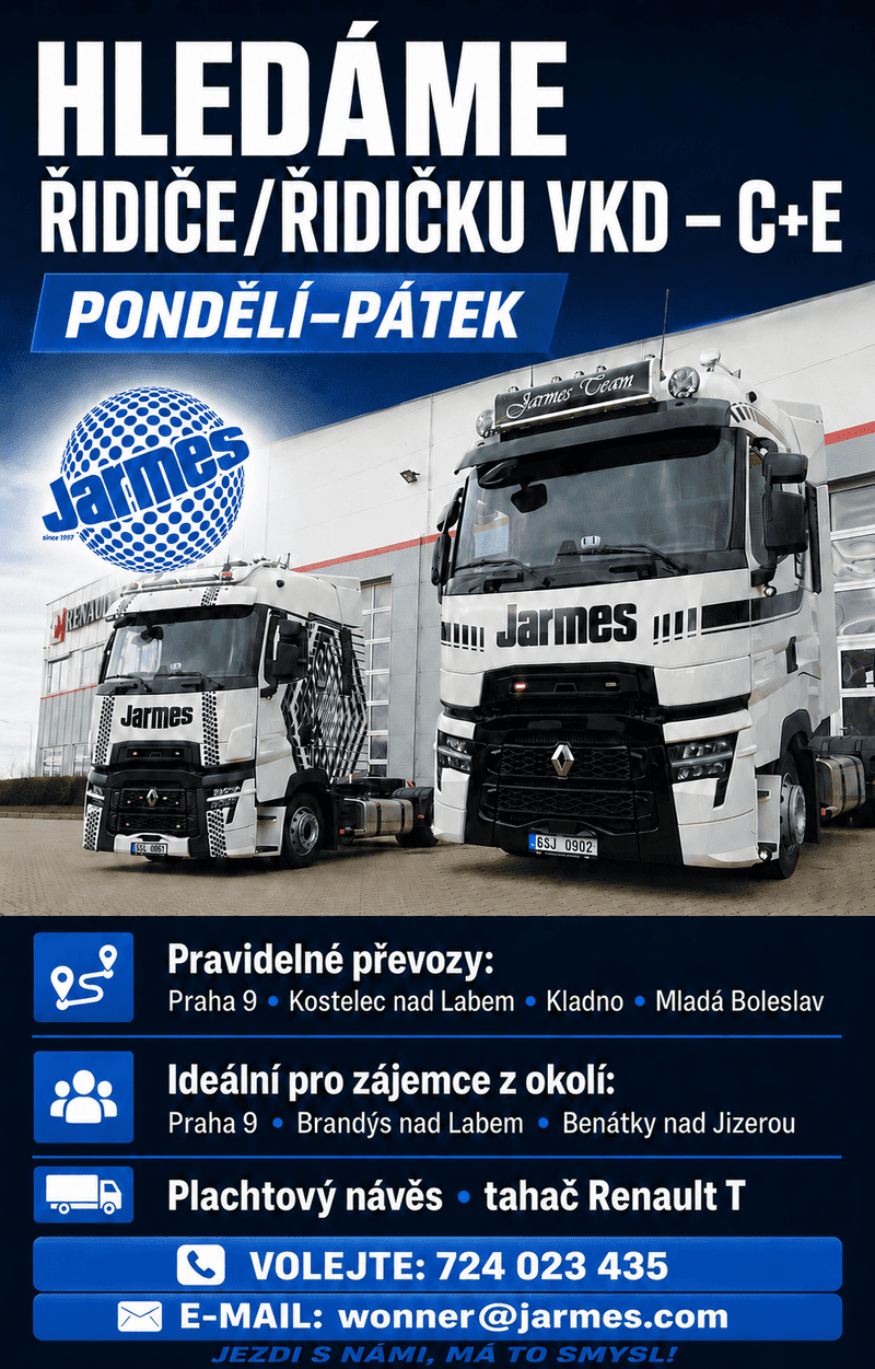 Řidič C+E vnitro - Prahy 9, Brandýsa nad Labem, Benátek nad Jizerou a přilehlých oblastí.