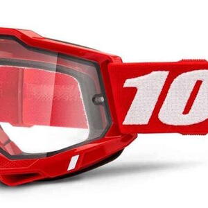 100% MX brýle ACCURI 2 Enduro Moto brýle červené, čiré Dual plexi