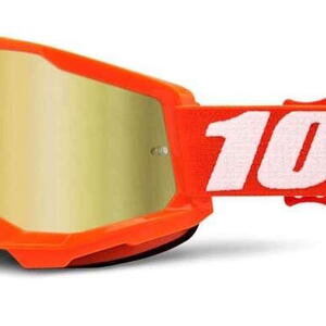 100% MX brýle STRATA 2 brýle Orange, zrcadlové zlaté plexi