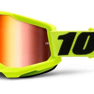 100% MX brýle STRATA 2 brýle žluté, zrcadlové červené plexi