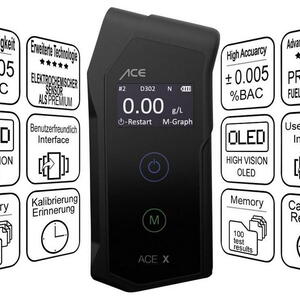 ACE Instruments Alkohol tester ACE X | elektrochemický senzor | až 5 ‰ | černý