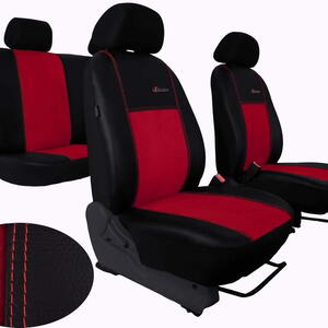 Autopotahy FIAT DUCATO II, 3 místa, stolek, EXCLUSIVE kožené s alcantarou, červené
