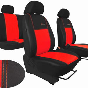 Autopotahy Škoda Fabia I, kožené EXCLUSIVE černočervené, nedělené zadní sedadla