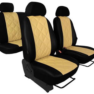 Autopotahy Škoda Fabia II, kožené EMBOSSY, dělené zadní sedadla, béžové