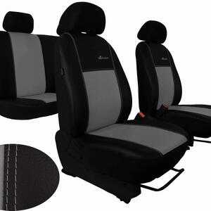 Autopotahy Škoda Fabia II, kožené EXCLUSIVE černošedé, dělené zadní sedadla
