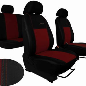 Autopotahy Škoda Fabia II, kožené EXCLUSIVE černovínové, dělené zadní sedadla