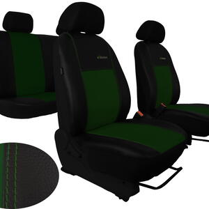 Autopotahy Škoda Fabia II, kožené EXCLUSIVE černozelené, nedělené zadní sedadla
