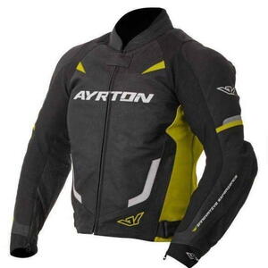 Ayrton Evoline, černožlutá fluo kožená sportovní bunda na motorku 3XL