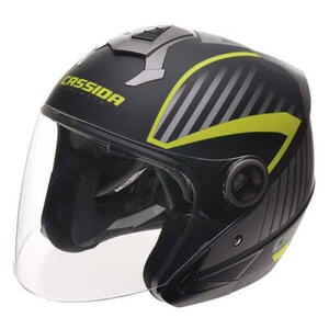 Cassida Magnum JET otevřená helma na motorku, černo-šedo-žlutá neon XS
