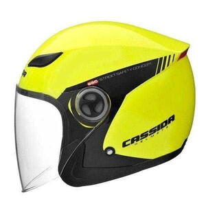 Cassida Reflex Safety žlutá fluo černá otevřená přilba na motorku M