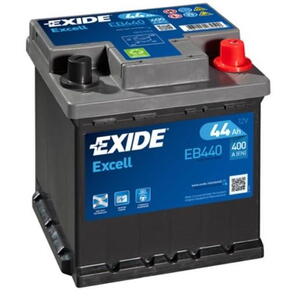 Exide excell 12V 44Ah 400A, EB440  nabitá autobaterie + reflexní páska 44 cm + možný výkup
