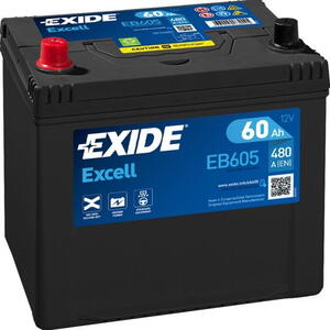 Exide Excell 12V 60Ah 390A EB605  nabitá autobaterie + reflexní páska 44 cm + možný výkup 
