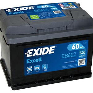 Exide Excell 12V 60Ah 540A EB602  nabitá autobaterie + reflexní páska 44 cm + možný výkup 