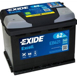 EXIDE Excell 12V 62Ah 540A EB621 Levá  nabitá autobaterie + tablety do ostřikovače 2ks + m