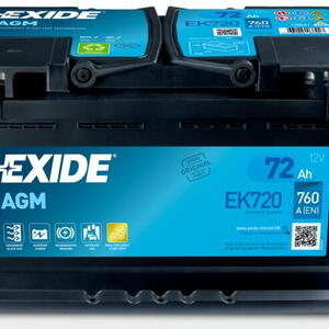 EXIDE Start-Stop AGM 12V 72Ah 760A EK720  nabitá autobaterie + reflexní páska 30cm, norma 