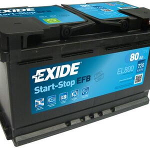 Exide Start-Stop EFB 12V 80Ah 720A EL800  nabitá autobaterie + reflexní páska 44 cm + možn
