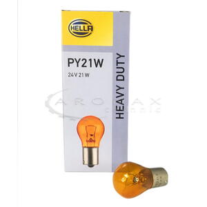 HELLA Žárovka 24V/ 21W BA15s  PY21W oranžová