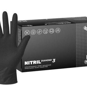 Nitrilové rukavice NITRIL DIAMOND3 100 ks, nepudrované, černé, 8.0 g, Velikost M